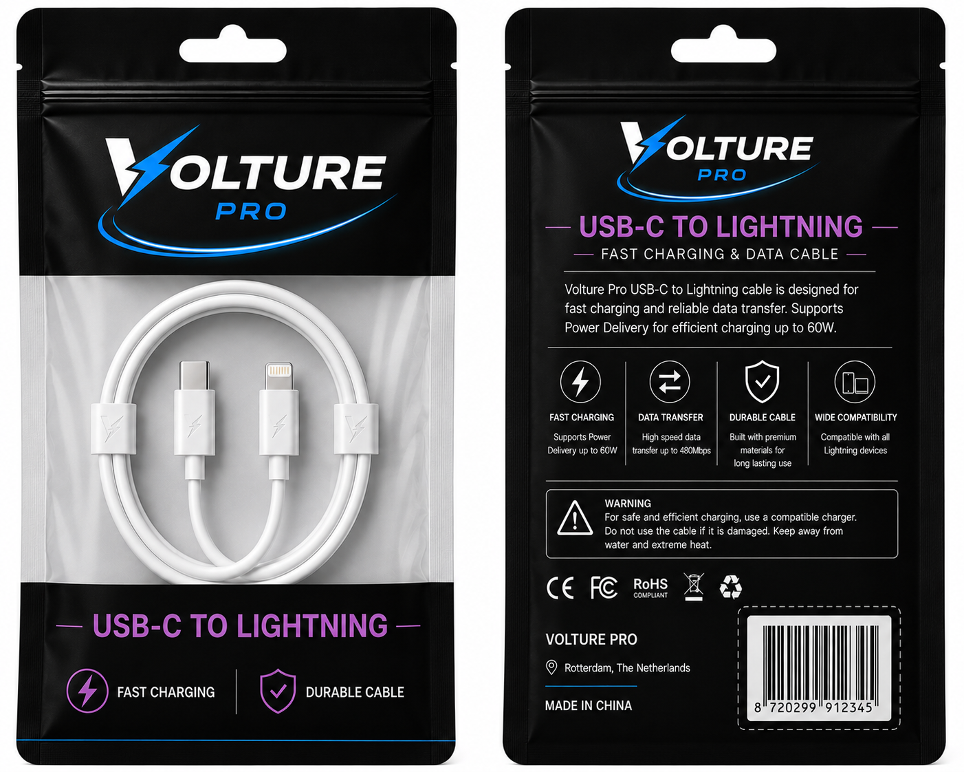 Volture Pro USB-C to Lightning Cable (braided)